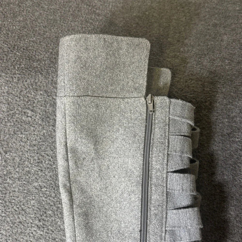 Nine West‎ Gray Over The Knee Boots Cutout Strap Design Block Heel Size 8